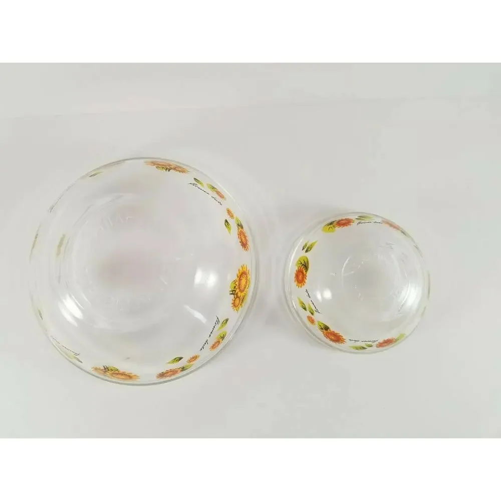 Sunflower Glass Bowl Set Imperial 2 Piece Cereal Fruit Prep Dip Granny Cottage
